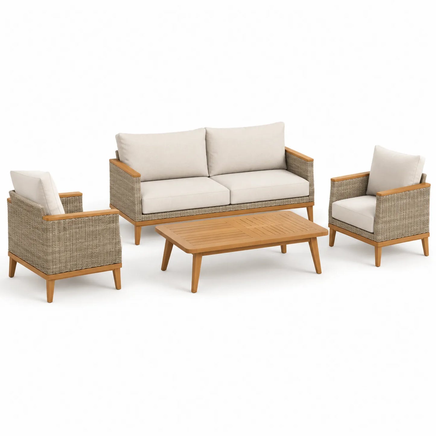 Rattan Gartenmöbel Set mit Akazienholz