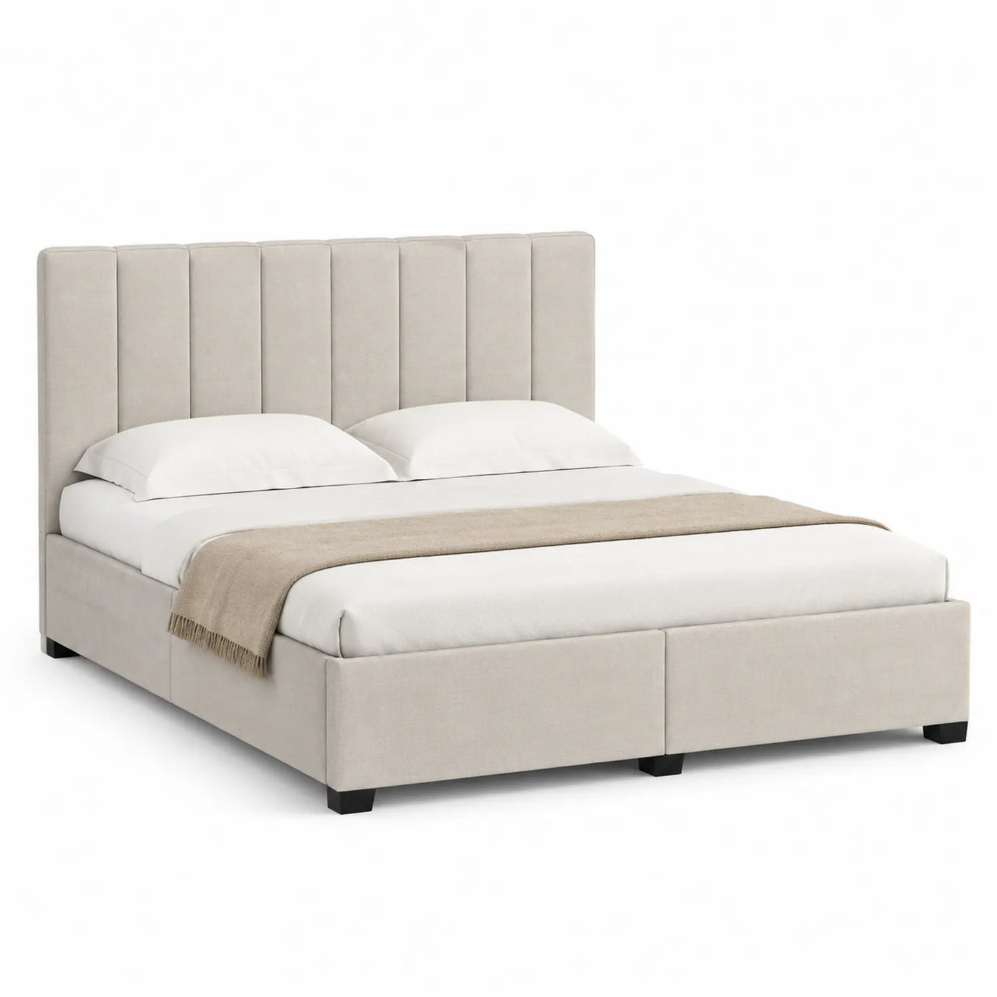 Polsterbett Massivholz mit Polyesterbezug 200x200cm Beige