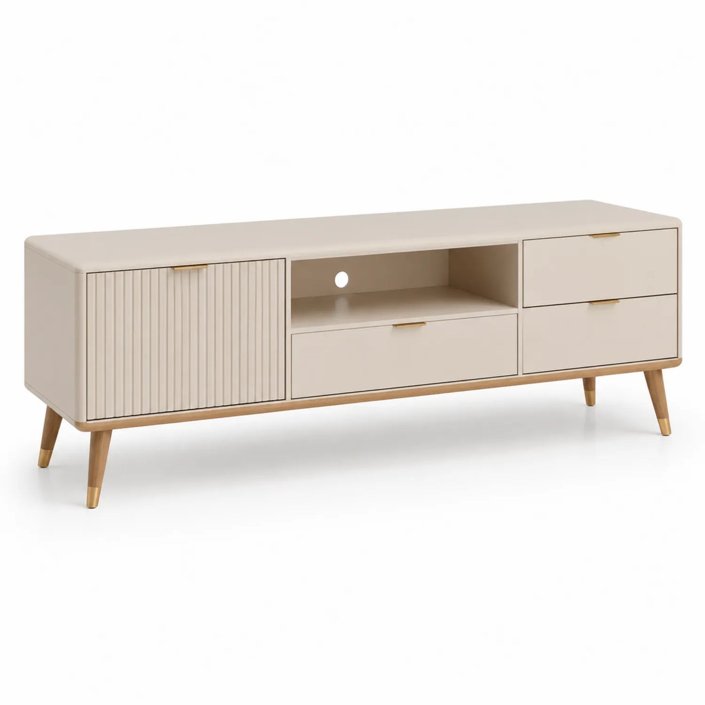 TV-Möbel mit Schubladen und Tür Beige MDF-Holz 180x40x50cm