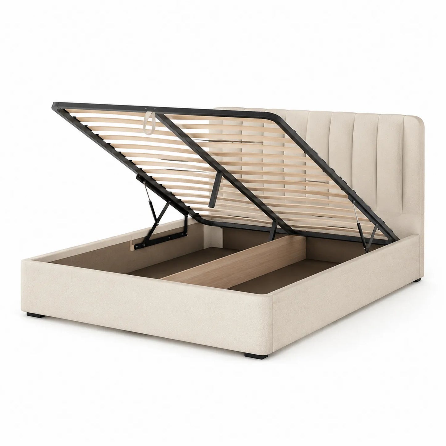 Doppelbett mit Stauraum Beige Textil 200x160 cm