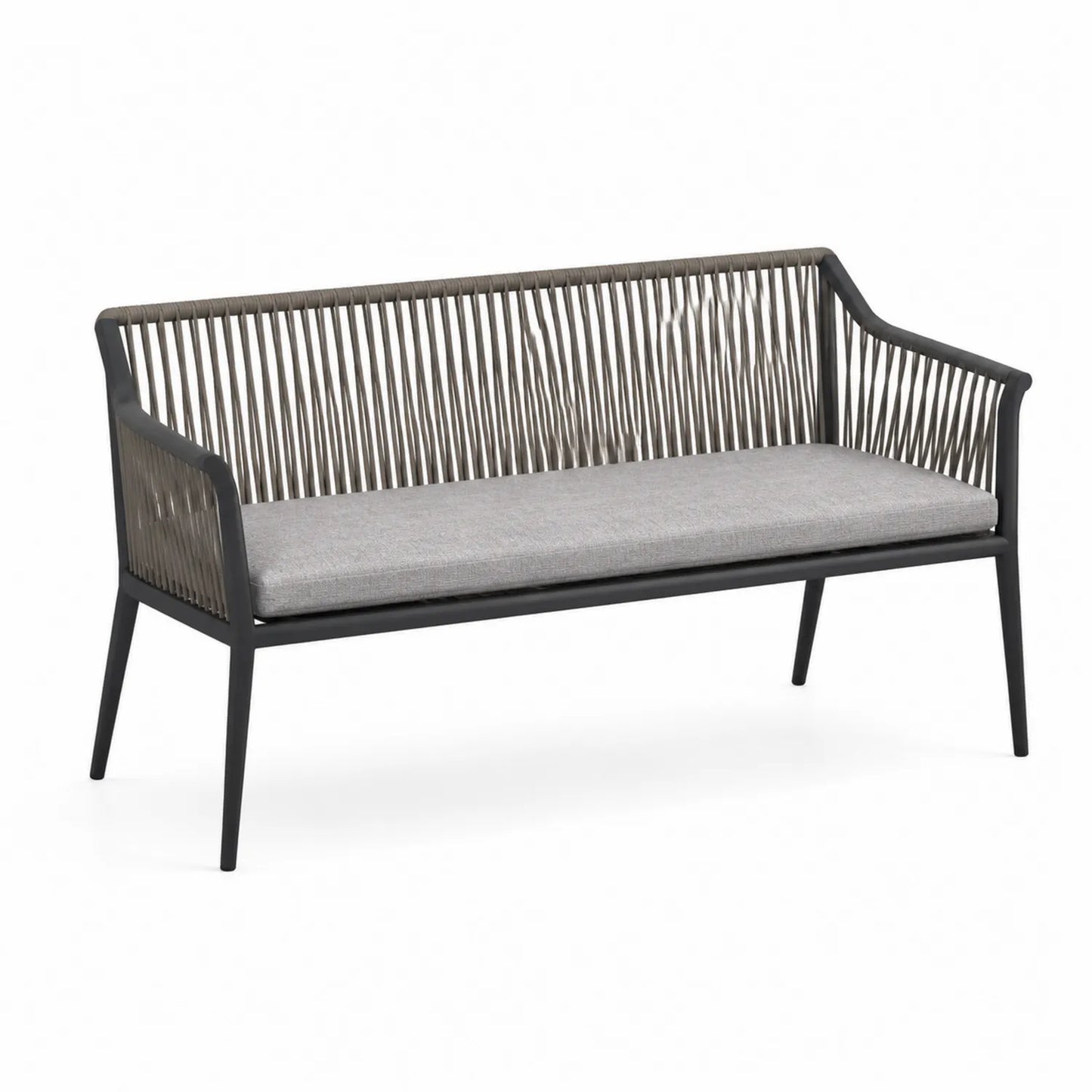 Gartenbank mit Kissen, Aluminium, Polyesterseil, Grau, 120 cm