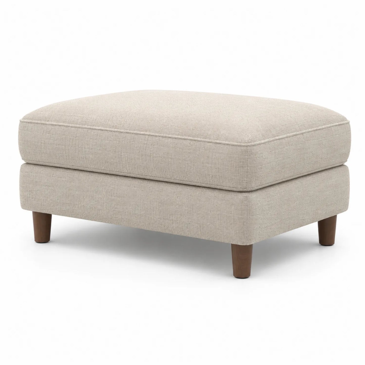 Leinen Fußhocker mit Holzbeinen Beige 80x60x45 cm