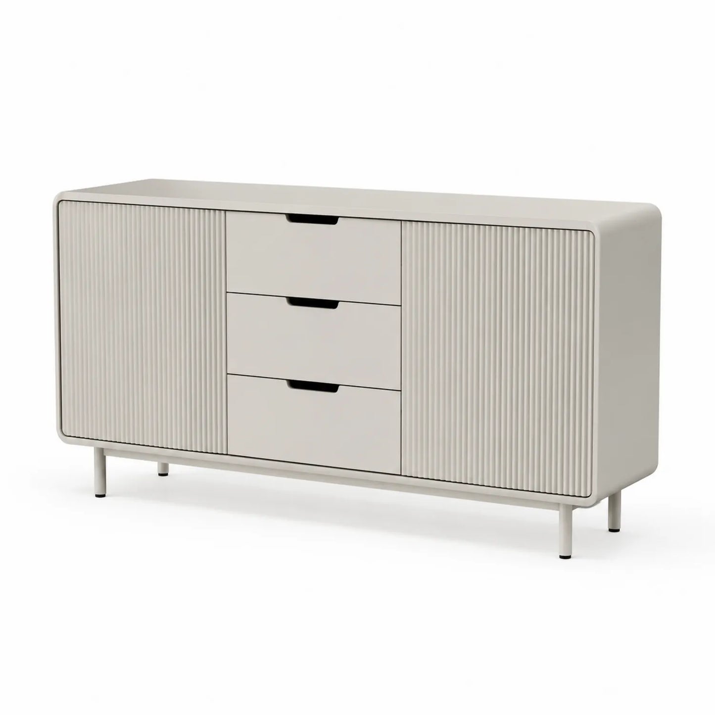 MDF Sideboard mit 2 Türen und 3 Schubladen Beige 150x40x85 cm