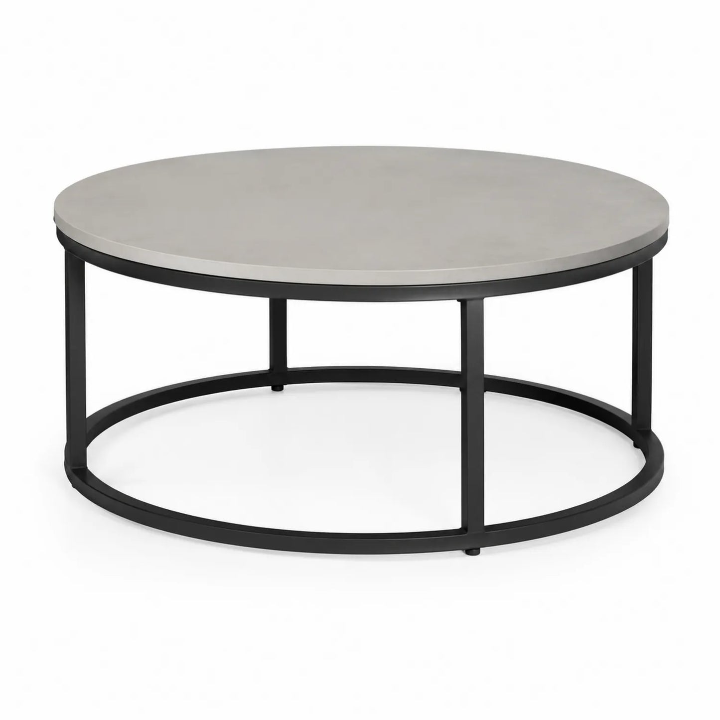Runder Couchtisch mit Faserbetonplatte und Metallgestell Grau Schwarz Ø 100 cm