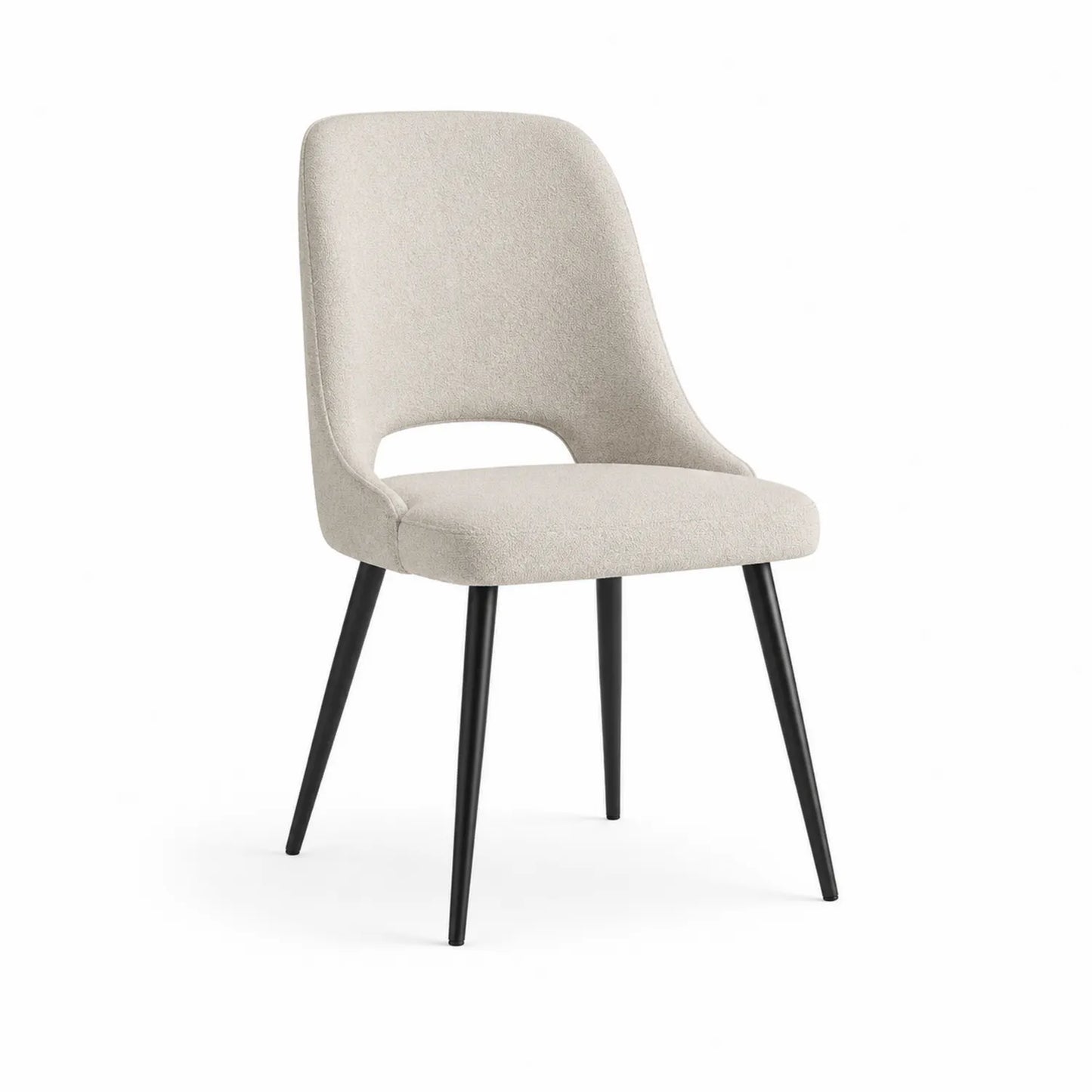 Polsterstuhl aus Polyestergewebe mit Metallbeinen in Beige