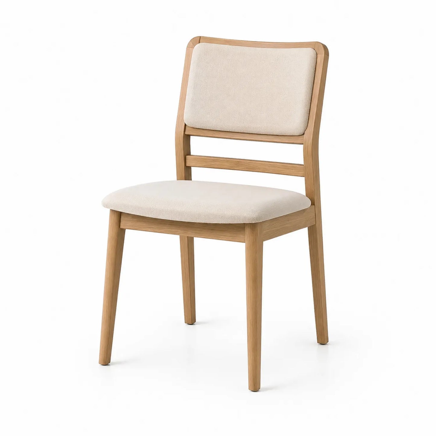 Esszimmerstuhl aus Eiche mit Polyesterbezug in Beige