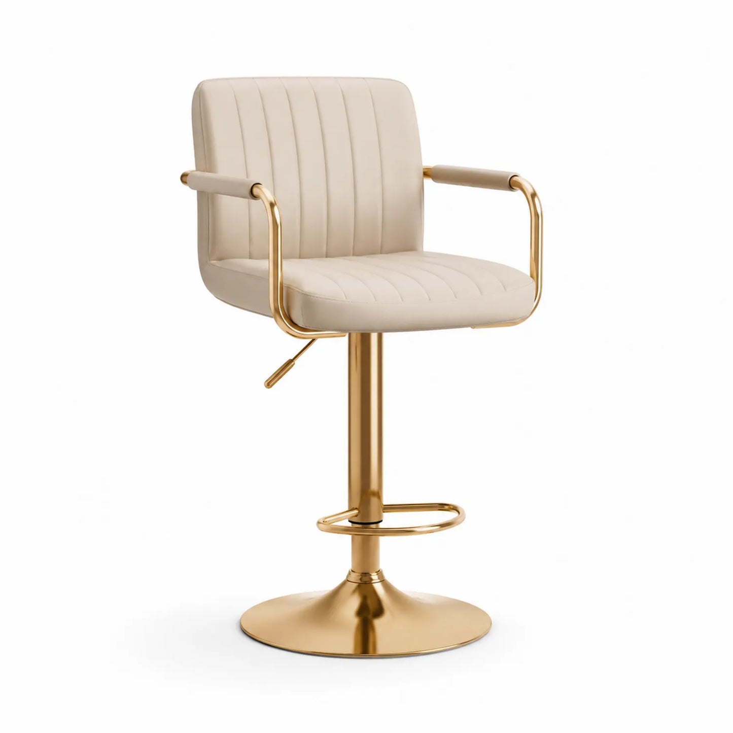 Höhenverstellbarer Stuhl Metall Beige Kunstleder