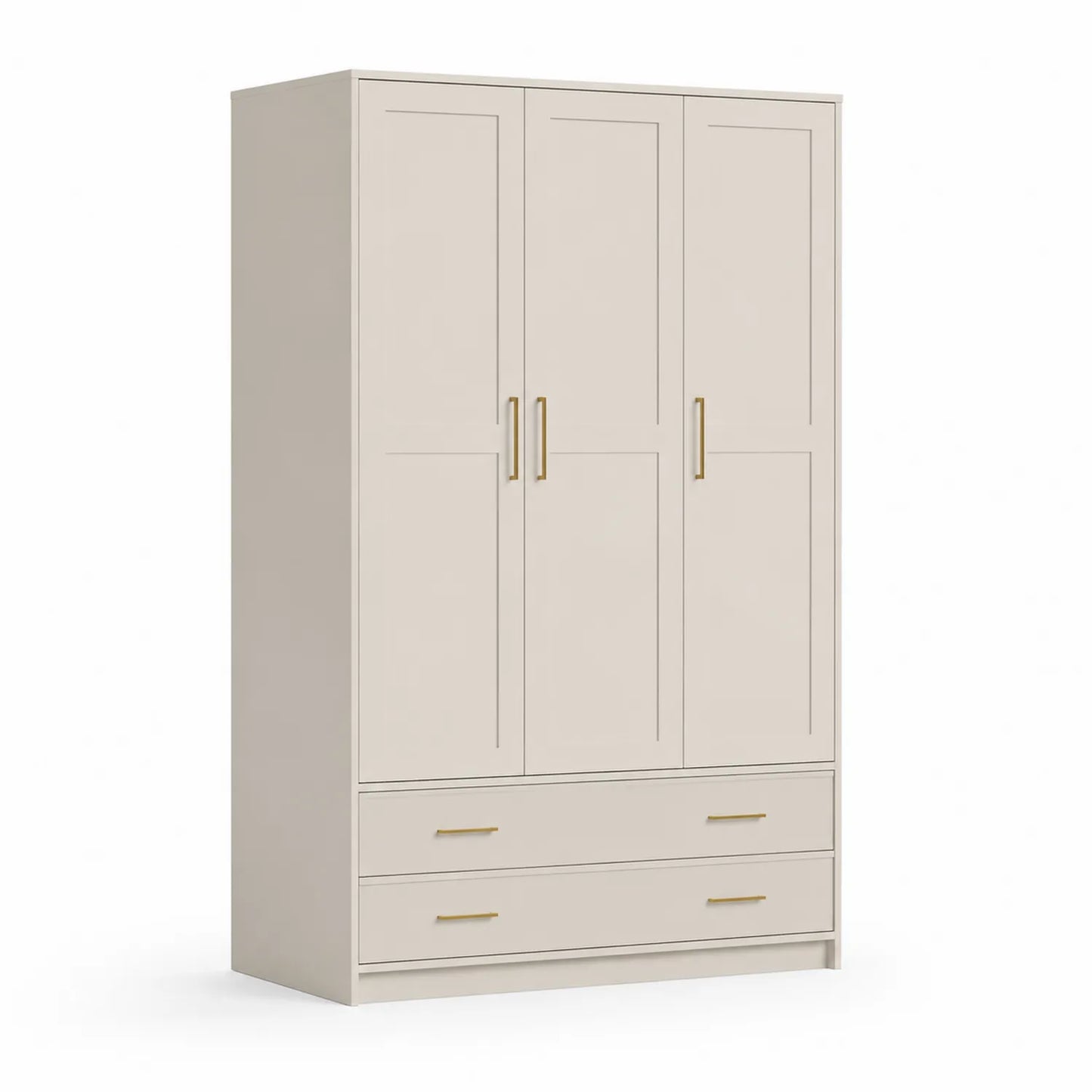 Dreiseitiger Kleiderschrank mit Schubladen MDF Beige 200cm x 120cm x 60cm