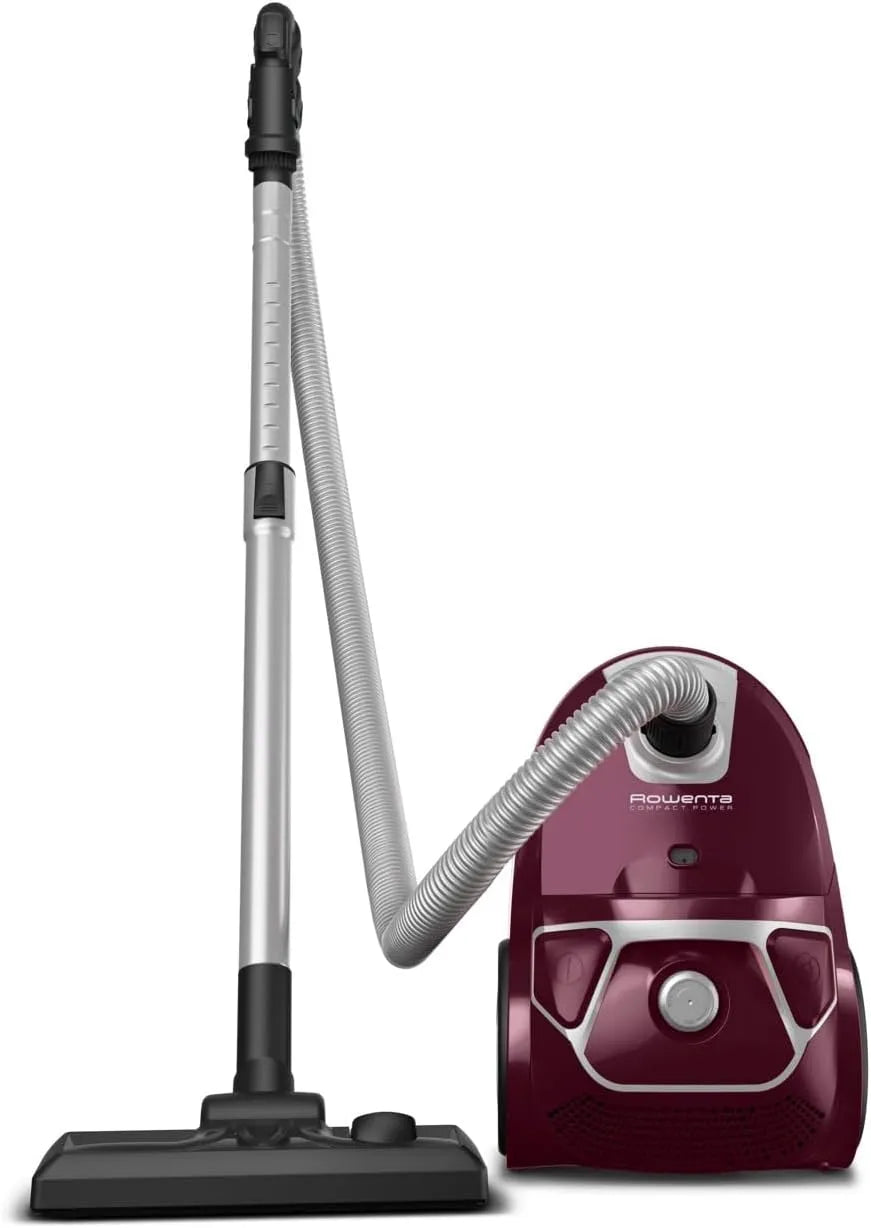Rowenta Staubsauger 2-in-1-Fugendüse RO3969EA, Fassungsvermögen 3 Liter Staubbeutel, Home & Car-Set, kompaktes Design, dunkelrot, 750 Watt, silber