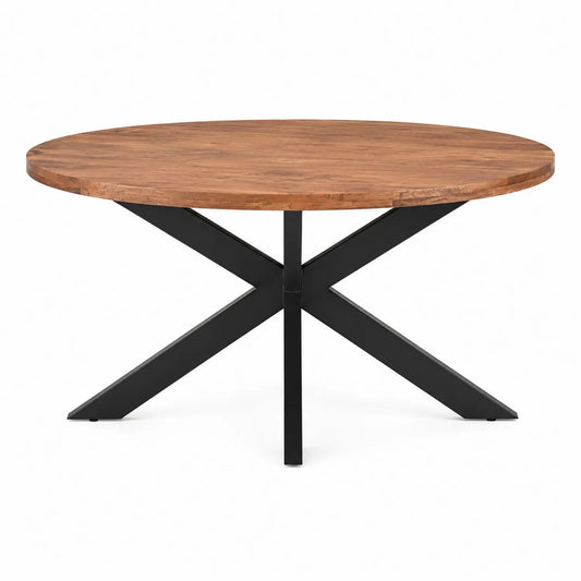 Runder Tisch aus Akazienholz mit Stahlbeinen 120cm