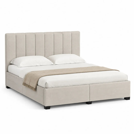 Polsterbett Massivholz mit Polyesterbezug 200x200cm Beige