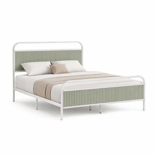 Metallbett Doppelbett 160x200 cm Weiß/Grün