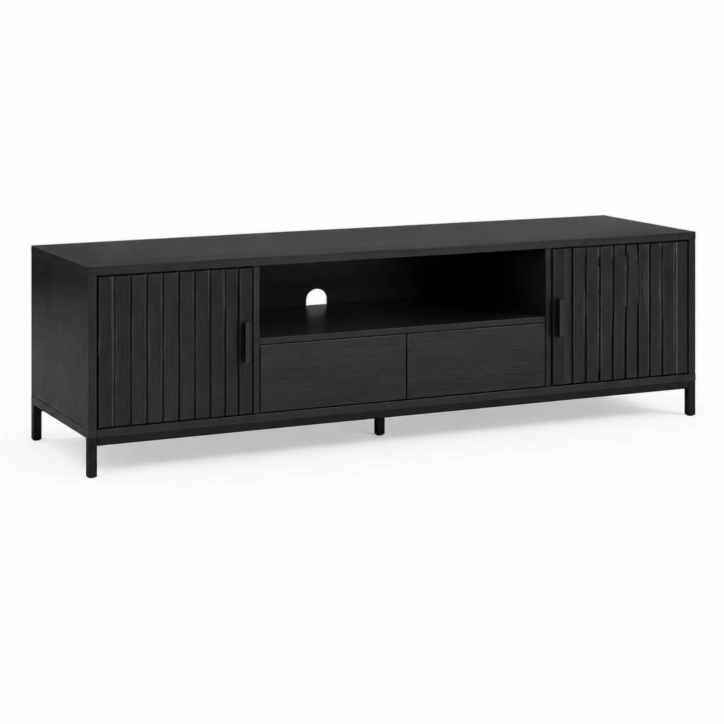 TV-Schrank aus Holz mit Melaminfurnier Schwarz 180x40x50 cm