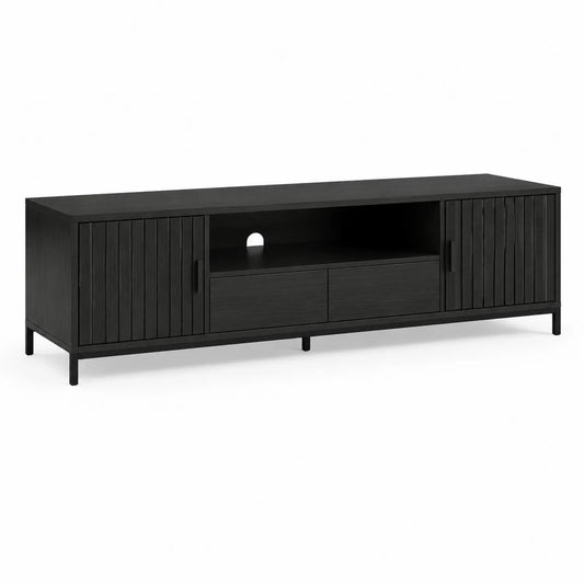 TV-Schrank aus Holz mit Melaminfurnier Schwarz 180x40x50 cm