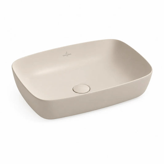 Rechteckiges Keramik-Waschbecken Beige 50x40x14 cm