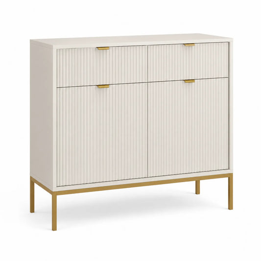 Holz Sideboard mit Metallbeinen 90x40x115cm Weiß