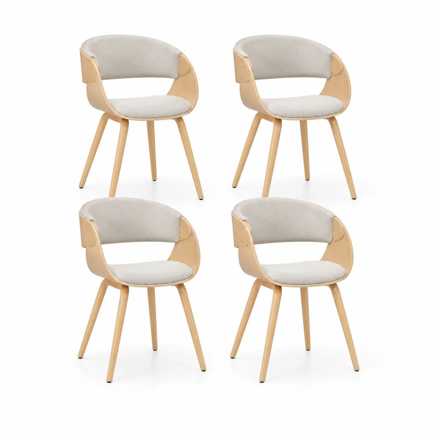 Esszimmerstuhl Set aus Sperrholz und Polyestergewebe Beige 4er-Set