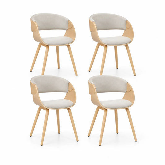 Esszimmerstuhl Set aus Sperrholz und Polyestergewebe Beige 4er-Set
