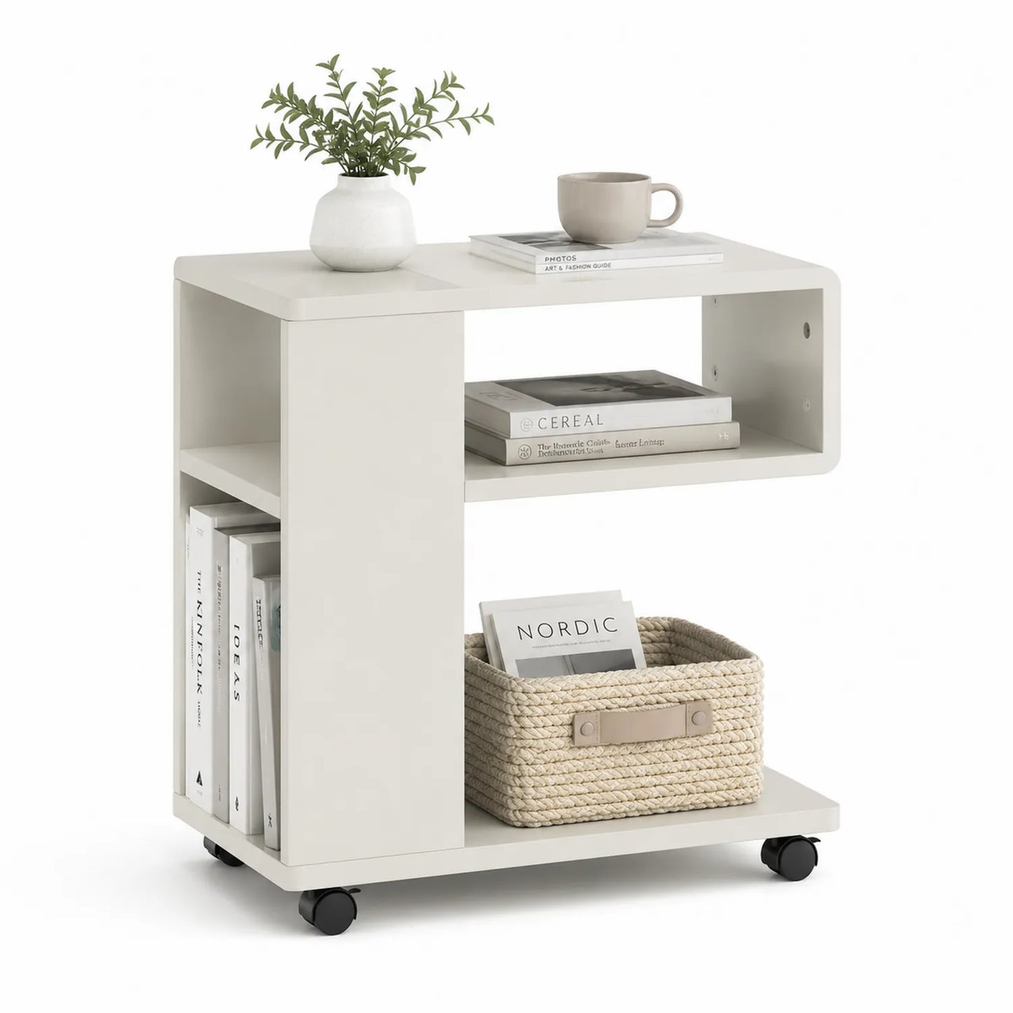 Beistelltisch mit Rollen MDF Beige 60x30x70 cm