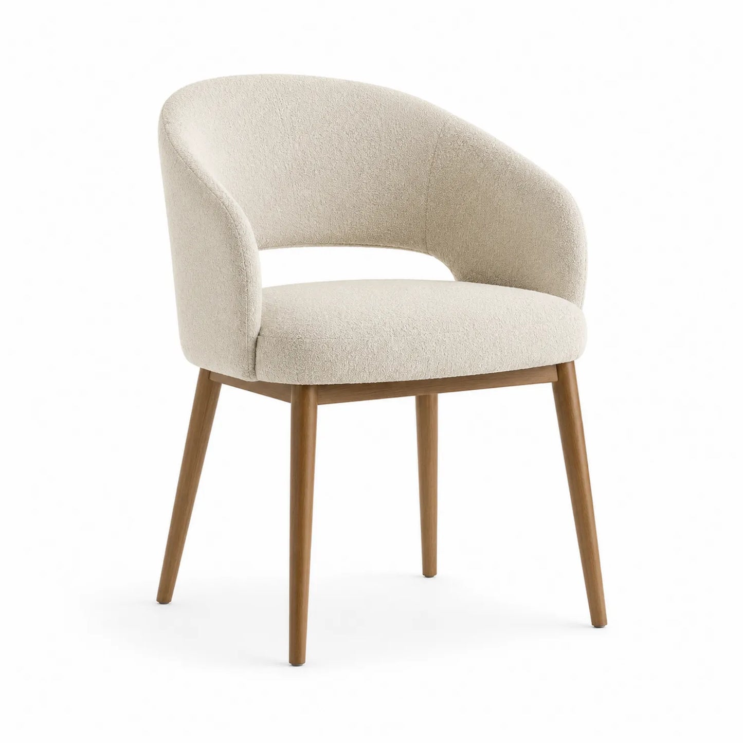 Esszimmerstuhl Bouclé Stoff Eichenholz Beige 80cm