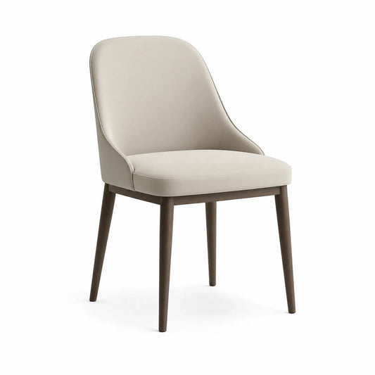 Esszimmerstuhl Massivholz und PU-Leder Beige