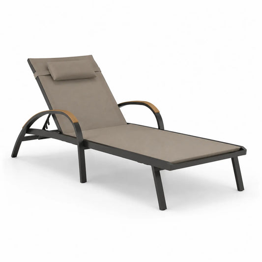 Aluminium Gartenliege Taupe Verstellbar 200x65x35cm
