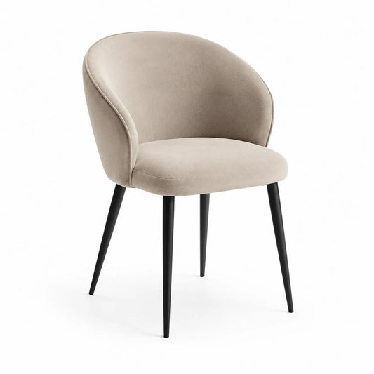 Esszimmerstuhl mit Samtbezug Beige und Metallbeinen