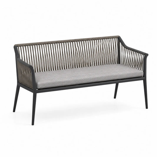 Gartenbank mit Kissen, Aluminium, Polyesterseil, Grau, 120 cm