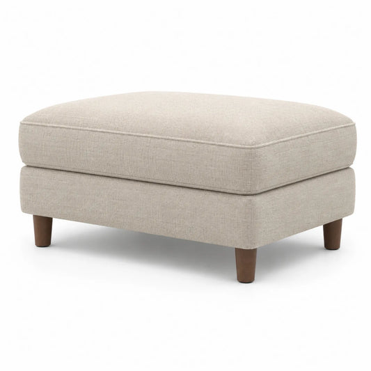 Leinen Fußhocker mit Holzbeinen Beige 80x60x45 cm
