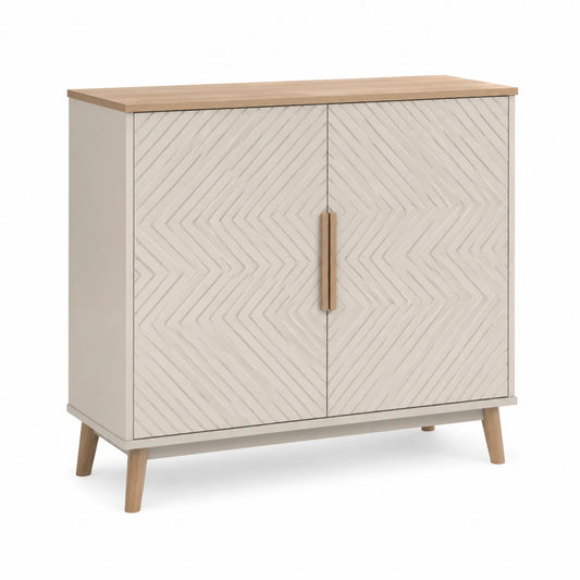 MDF Sideboard mit Eichenfurnier Grau und Eiche 80x40x90 cm