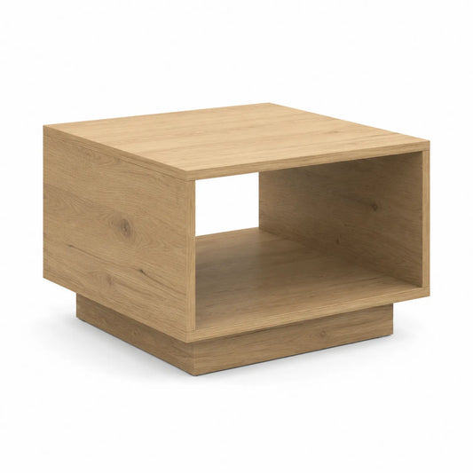 Eichenfurnier Couchtisch mit Regal, quadratisch