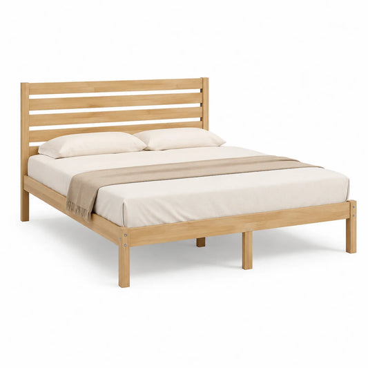 Holzbett aus Eiche mit Lattenrost 200x160 cm Beige