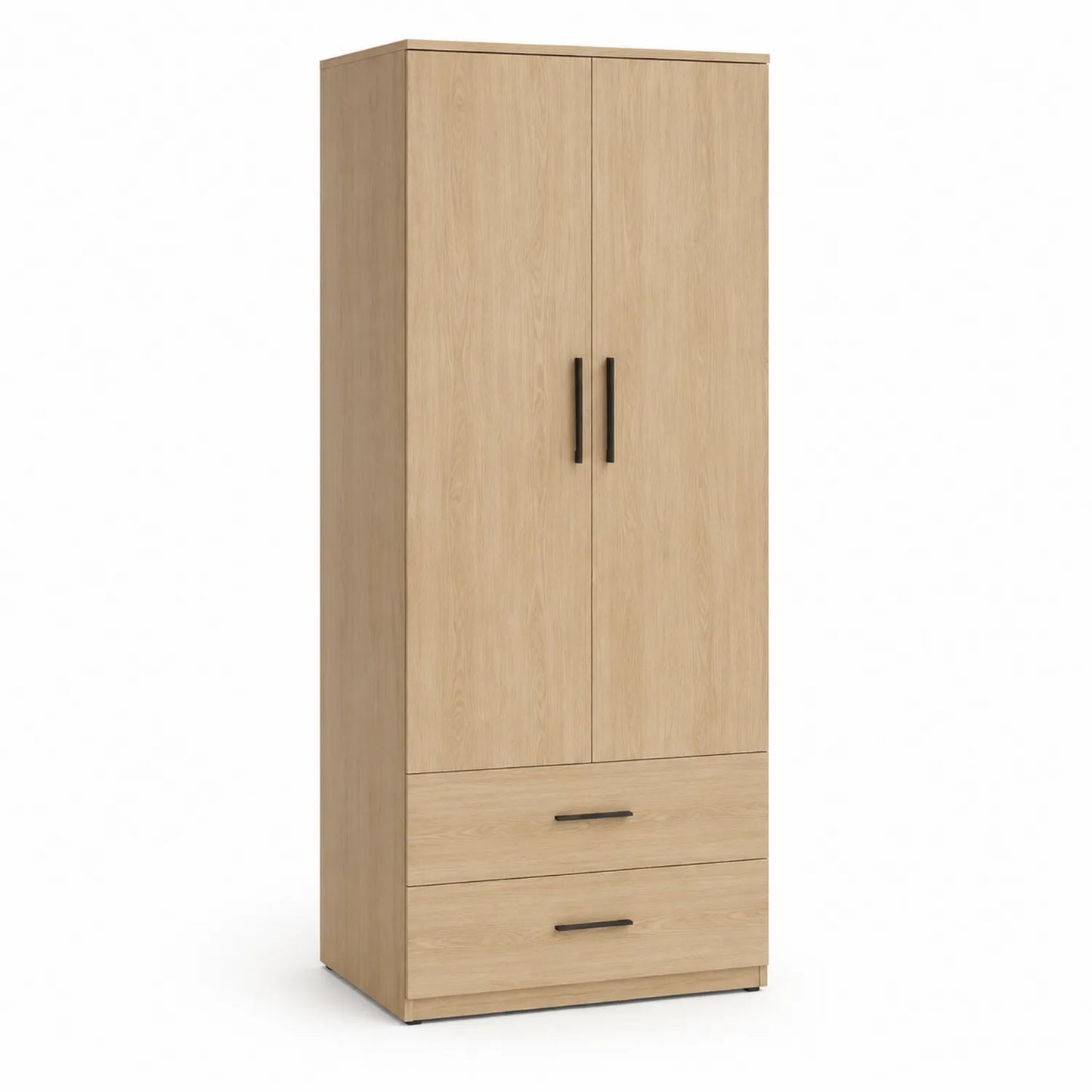 2-türiger Kleiderschrank mit 2 Schubladen aus Eichenholz