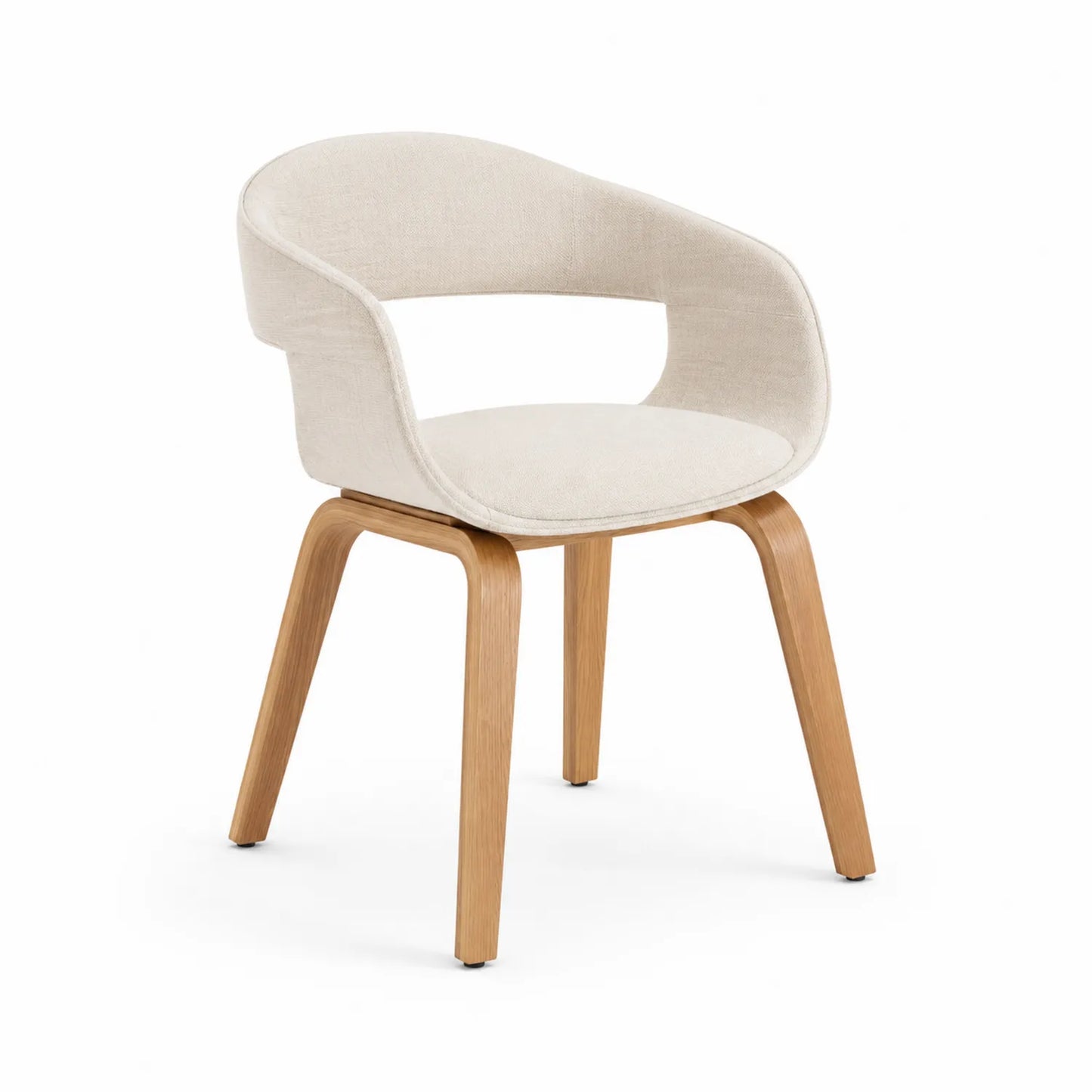 Esszimmerstuhl mit Eichenholzbeinen und Polstersitz aus Polyester Beige
