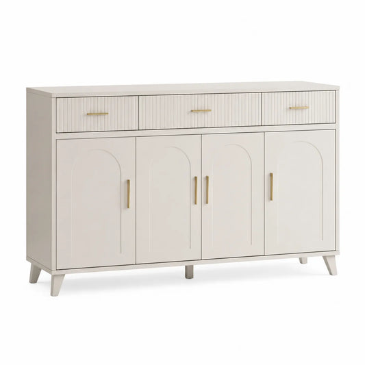 Sideboard aus MDF Weiß mit 4 Türen und 3 Schubladen 120x40x85 cm