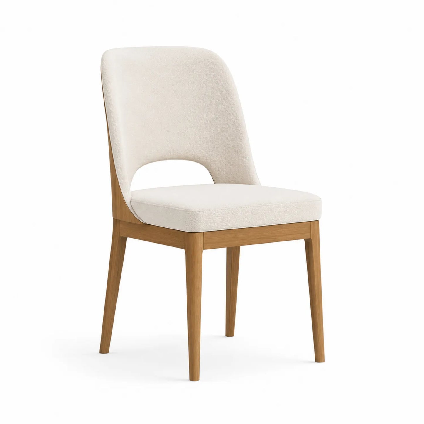 Esszimmerstuhl Holzgestell Stoff Beige Höhe 85 cm