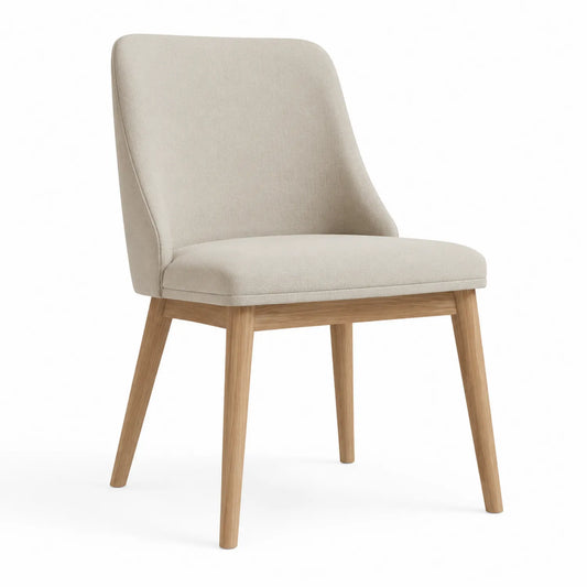 Esszimmerstuhl Leinen Beige mit Eichenholzbeinen