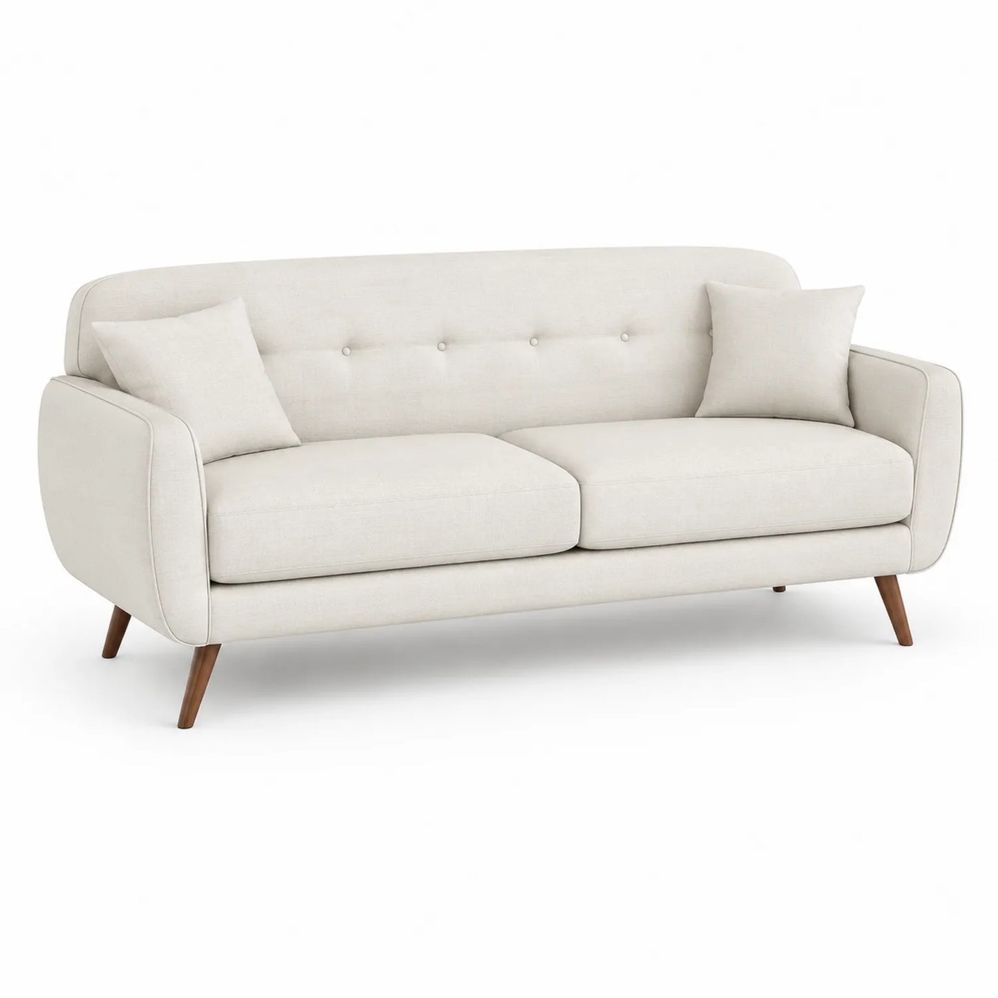 3-Sitzer Sofa Beige Polyester Holzbeine