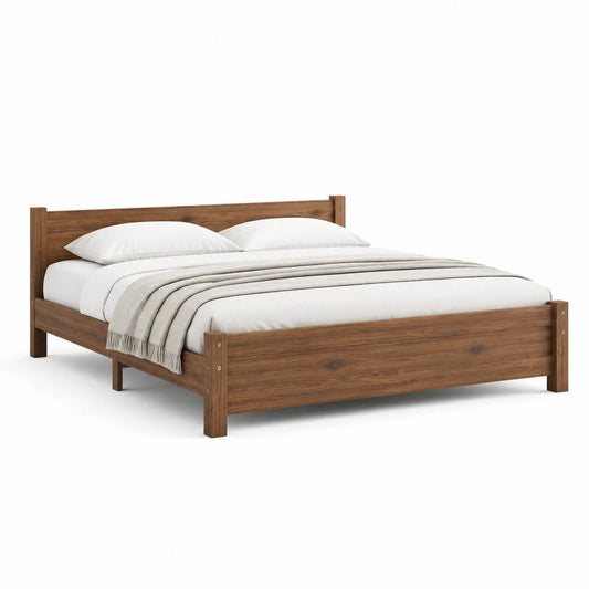 Holzbett Walnuss 200x180cm mit Matratze und Kissen