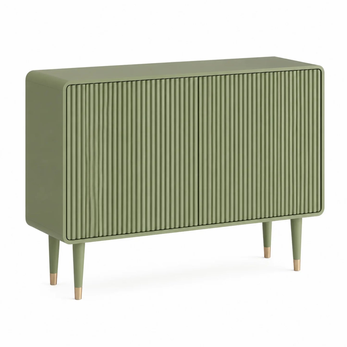 Sideboard MDF Olivgrün mit Geriffelten Türen