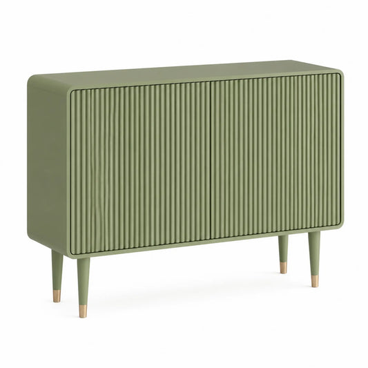 Sideboard MDF Olivgrün mit Geriffelten Türen