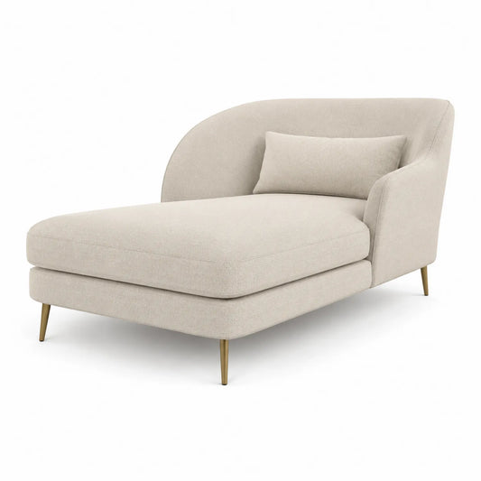 Chaiselongue aus Polyestergewebe Beige mit Messingbeinen