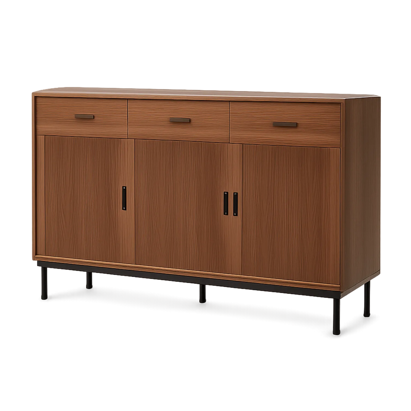 Sideboard Holz mit Metallfüßen 3 Türen 3 Schubladen 120x40x85 cm