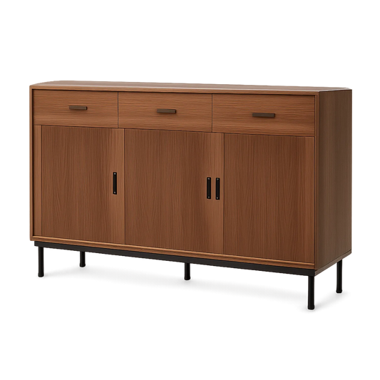 Sideboard Holz mit Metallfüßen 3 Türen 3 Schubladen 120x40x85 cm