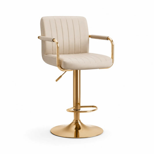 Höhenverstellbarer Stuhl Metall Beige Kunstleder