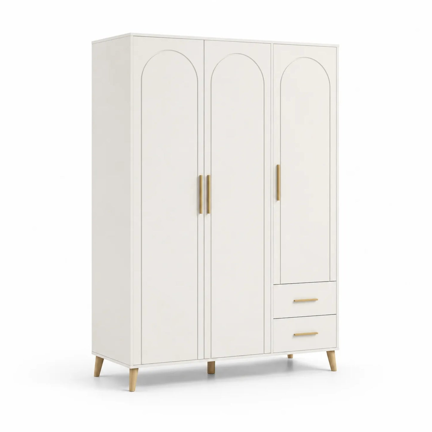 Kleiderschrank dreitürig Holz Weiß 200cm x 150cm x 60cm