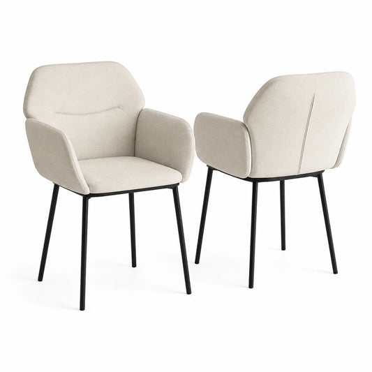 Esszimmerstühle Set aus Stoff und Metallrahmen Beige
