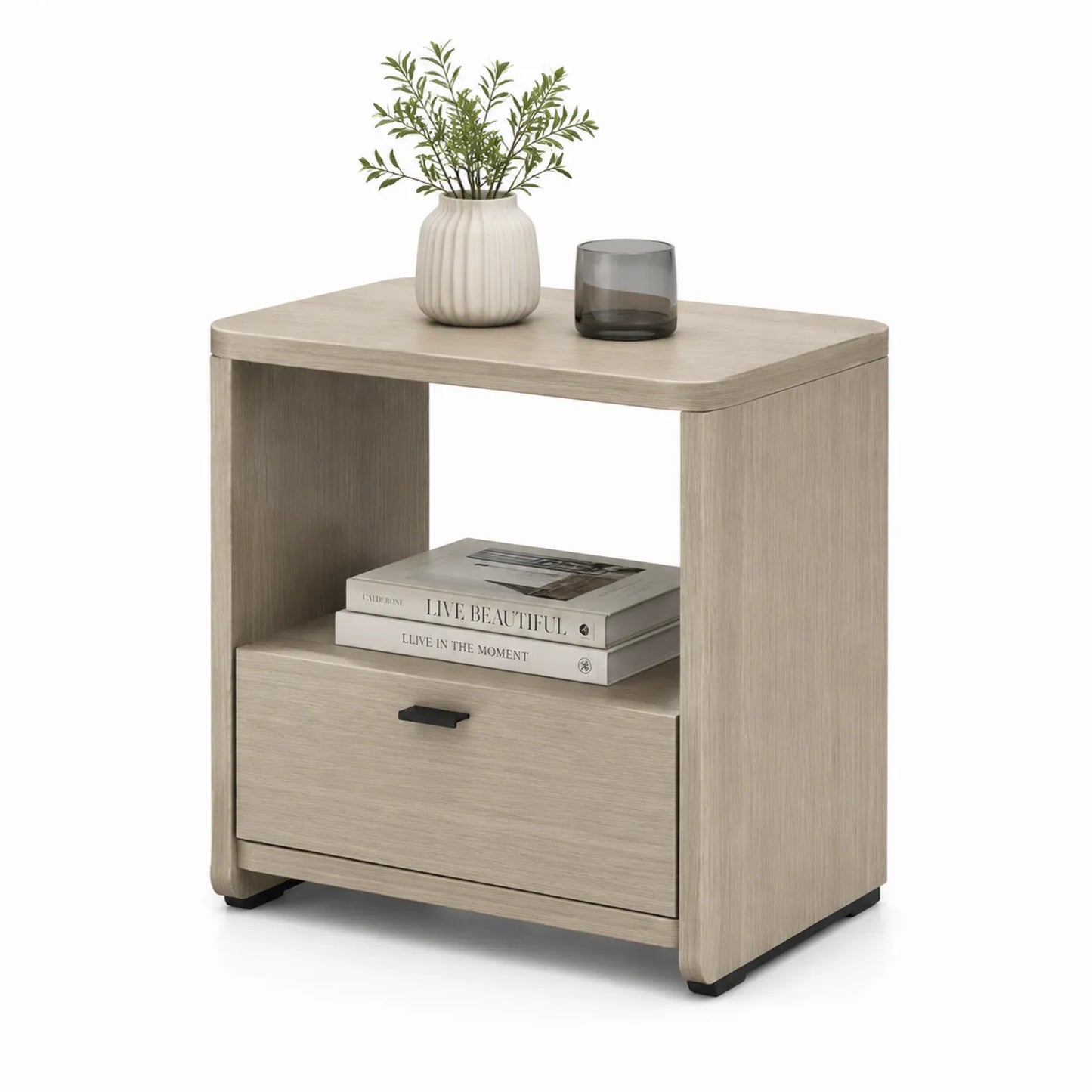 Beistelltisch MDF Holz Hellbraun mit Schublade