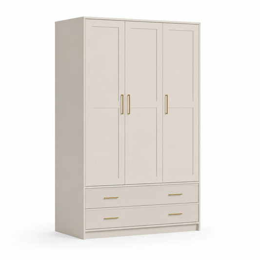 Dreiseitiger Kleiderschrank mit Schubladen MDF Beige 200cm x 120cm x 60cm