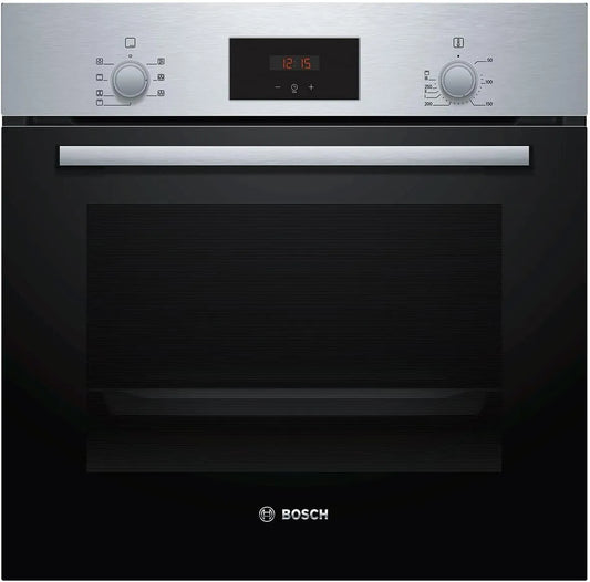 Bosch Backofen HBF133BR0, Serie 2 Einbau, Maße 60 x 60 cm, 3D Heißluft Backen auf 3 Ebenen, EcoClean Direct Reinigungshilfe, LED-Display, Updated